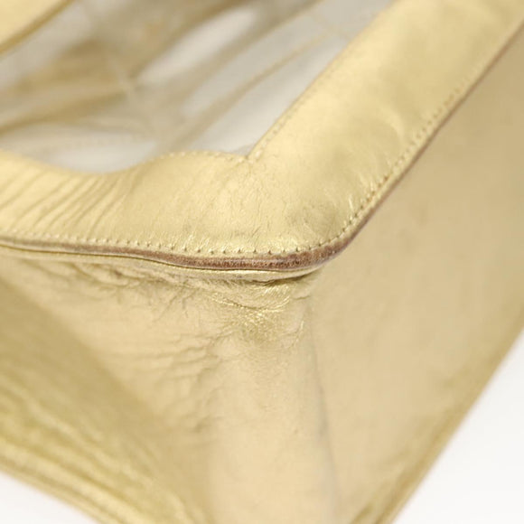 CHANEL Matelasse Chain Shoulder Bag Vinyl Clear Gold CC Auth 124906