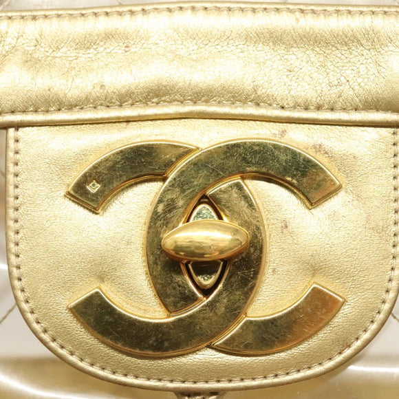 CHANEL Matelasse Chain Shoulder Bag Vinyl Clear Gold CC Auth 124906