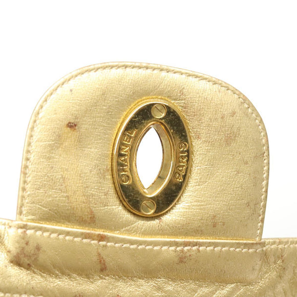 CHANEL Matelasse Chain Shoulder Bag Vinyl Clear Gold CC Auth 124906