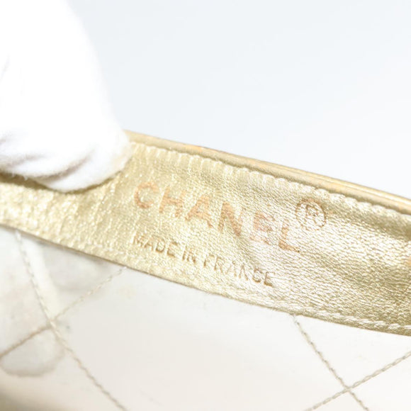 CHANEL Matelasse Chain Shoulder Bag Vinyl Clear Gold CC Auth 124906