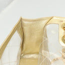 CHANEL Matelasse Chain Shoulder Bag Vinyl Clear Gold CC Auth 124906-22