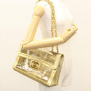 CHANEL Matelasse Chain Shoulder Bag Vinyl Clear Gold CC Auth 124906-23