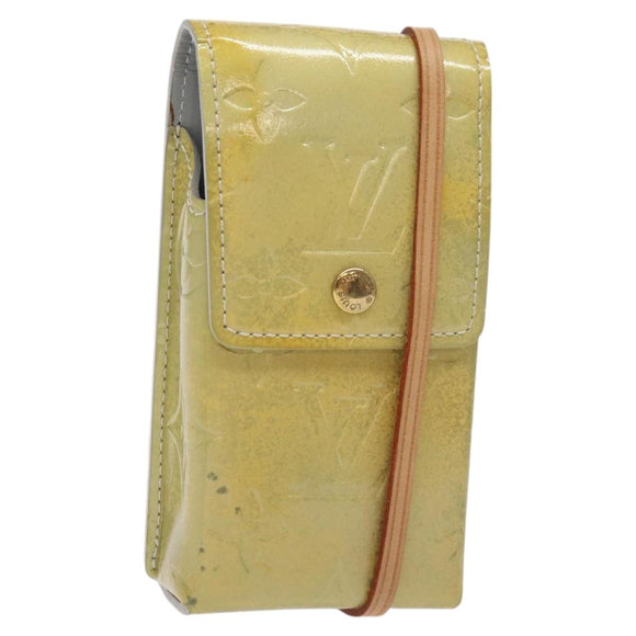 LOUIS VUITTON Monogram Vernis Green Cigarette Case Gris LV Auth 124911