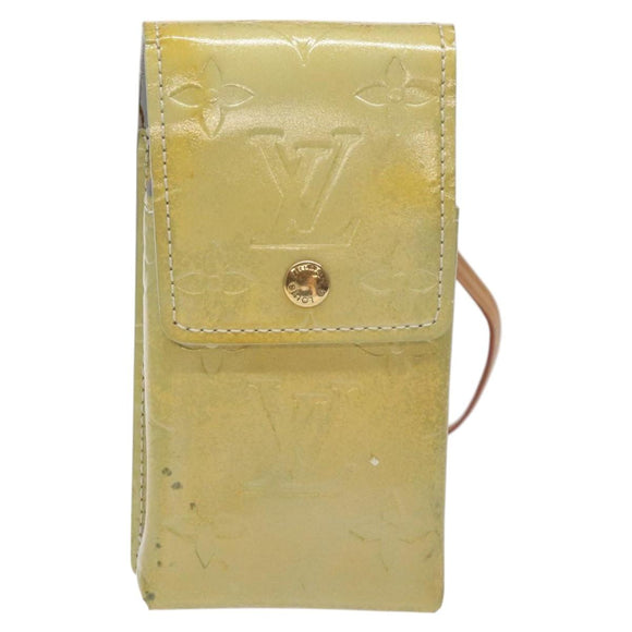 LOUIS VUITTON Monogram Vernis Green Cigarette Case Gris LV Auth 124911