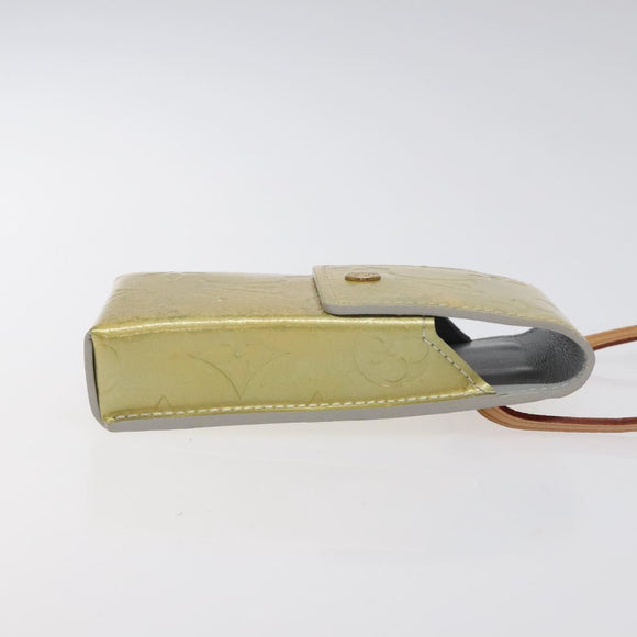 LOUIS VUITTON Monogram Vernis Green Cigarette Case Gris LV Auth 124911