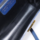 Salvatore Ferragamo Gancini Shoulder Bag Leather Blue Gold Auth 124976-11