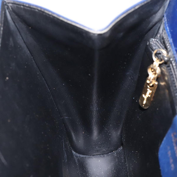 Salvatore Ferragamo Gancini Shoulder Bag Leather Blue Gold Auth 124976