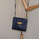 Salvatore Ferragamo Gancini Shoulder Bag Leather Blue Gold Auth 124976-21
