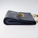 Salvatore Ferragamo Gancini Shoulder Bag Leather Blue Gold Auth 124976-3