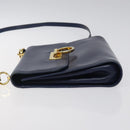 Salvatore Ferragamo Gancini Shoulder Bag Leather Blue Gold Auth 124976-4