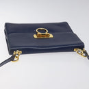 Salvatore Ferragamo Gancini Shoulder Bag Leather Blue Gold Auth 124976-6