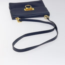 Salvatore Ferragamo Gancini Shoulder Bag Leather Blue Gold Auth 124976-7