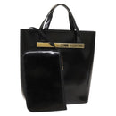 GUCCI Hand Bag Patent leather Black Gold 000 2058 0558 0 Auth 124983-1
