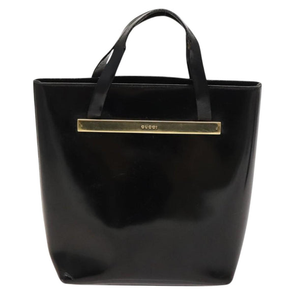 GUCCI Hand Bag Patent leather Black Gold 000 2058 0558 0 Auth 124983