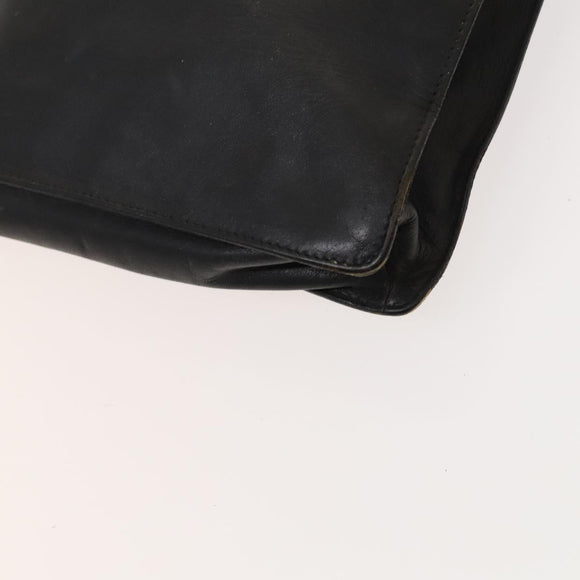 GUCCI Shoulder Bag Leather Black Gold Auth 124984