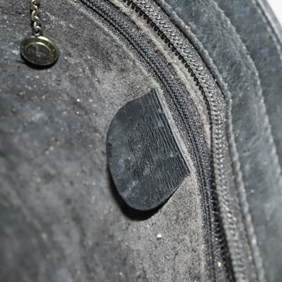 GUCCI Shoulder Bag Leather Black Gold Auth 124984