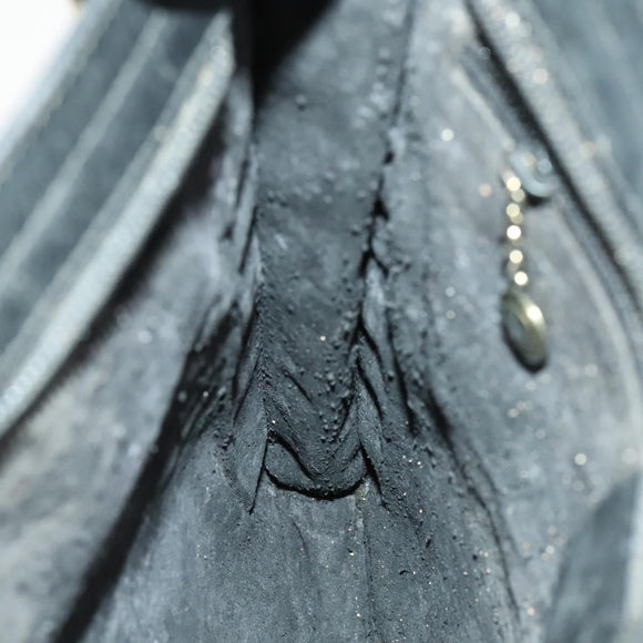 GUCCI Shoulder Bag Leather Black Gold Auth 124984