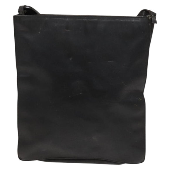 GUCCI Shoulder Bag Leather Black Gold Auth 124984