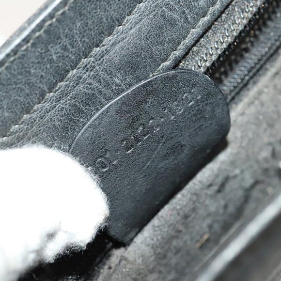 GUCCI Shoulder Bag Leather Black Gold Auth 124984