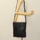 GUCCI Shoulder Bag Leather Black Gold Auth 124984-21