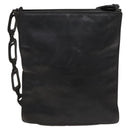 GUCCI Shoulder Bag Leather Black Gold Auth 124984-3