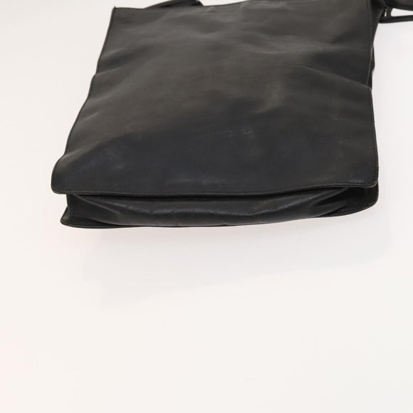 GUCCI Shoulder Bag Leather Black Gold Auth 124984