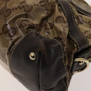 GUCCI GG Crystal Hand Bag Coated Canvas Brown Gold 223962 Auth 124985-9