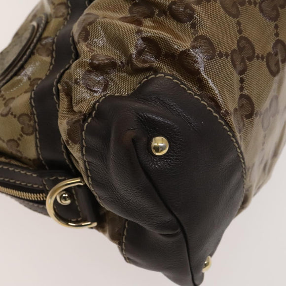 GUCCI GG Crystal Hand Bag Coated Canvas Brown Gold 223962 Auth 124985