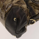 GUCCI GG Crystal Hand Bag Coated Canvas Brown Gold 223962 Auth 124985-15
