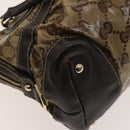 GUCCI GG Crystal Hand Bag Coated Canvas Brown Gold 223962 Auth 124985-16