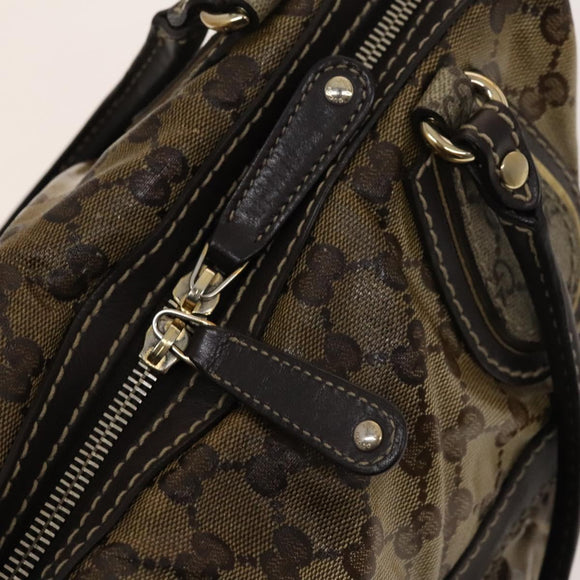GUCCI GG Crystal Hand Bag Coated Canvas Brown Gold 223962 Auth 124985