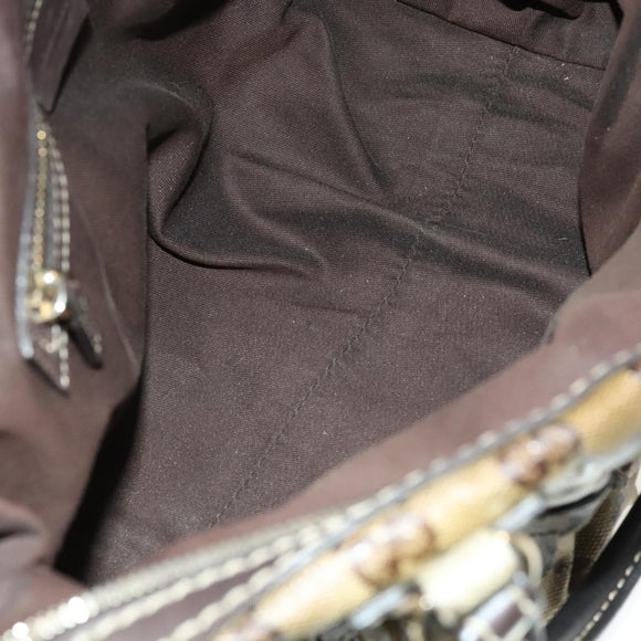 GUCCI GG Crystal Hand Bag Coated Canvas Brown Gold 223962 Auth 124985