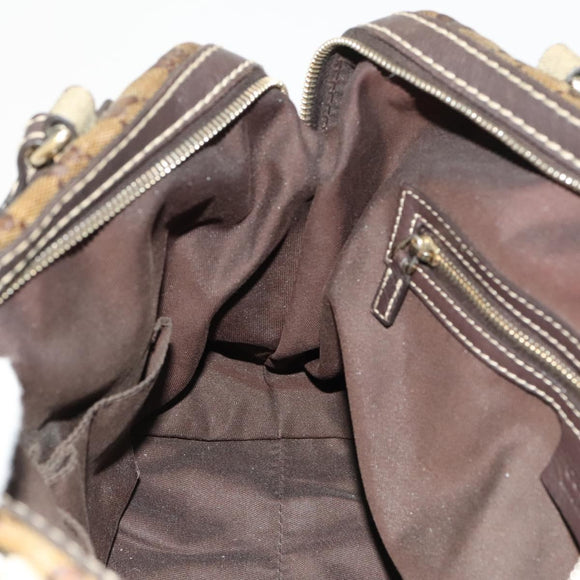 GUCCI GG Crystal Hand Bag Coated Canvas Brown Gold 223962 Auth 124985