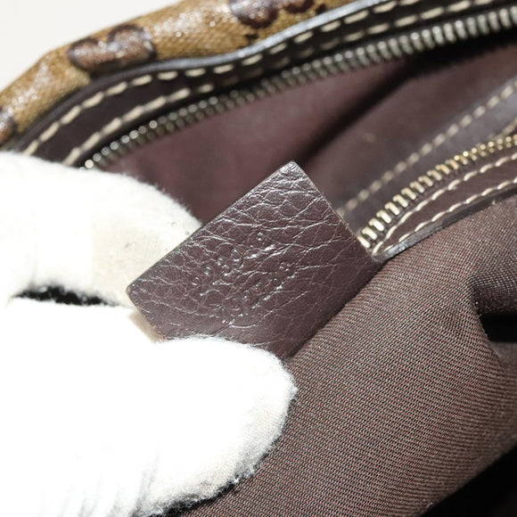 GUCCI GG Crystal Hand Bag Coated Canvas Brown Gold 223962 Auth 124985