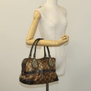 GUCCI GG Crystal Hand Bag Coated Canvas Brown Gold 223962 Auth 124985-21