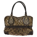 GUCCI GG Crystal Hand Bag Coated Canvas Brown Gold 223962 Auth 124985-13
