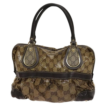 GUCCI GG Crystal Hand Bag Coated Canvas Brown Gold 223962 Auth 124985 - 0
