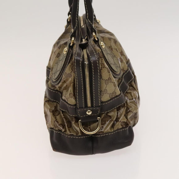 GUCCI GG Crystal Hand Bag Coated Canvas Brown Gold 223962 Auth 124985