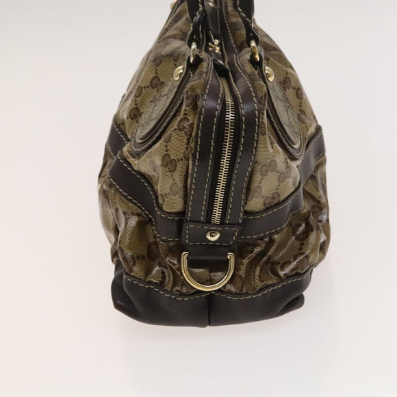 GUCCI GG Crystal Hand Bag Coated Canvas Brown Gold 223962 Auth 124985