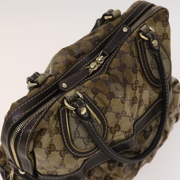 GUCCI GG Crystal Hand Bag Coated Canvas Brown Gold 223962 Auth 124985