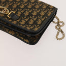 Christian Dior Trotter Canvas Chain Shoulder Bag Brown Gold Auth 124988-9