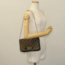 Christian Dior Trotter Canvas Chain Shoulder Bag Brown Gold Auth 124988-20