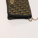 Christian Dior Trotter Canvas Chain Shoulder Bag Brown Gold Auth 124988-3