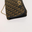 Christian Dior Trotter Canvas Chain Shoulder Bag Brown Gold Auth 124988-4