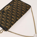 Christian Dior Trotter Canvas Chain Shoulder Bag Brown Gold Auth 124988-6