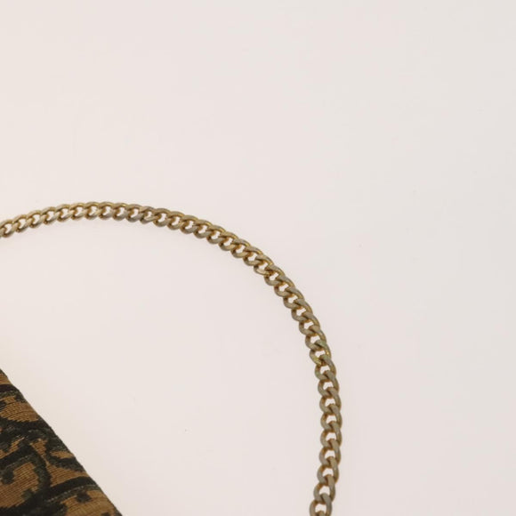 Christian Dior Trotter Canvas Chain Shoulder Bag Brown Gold Auth 124988