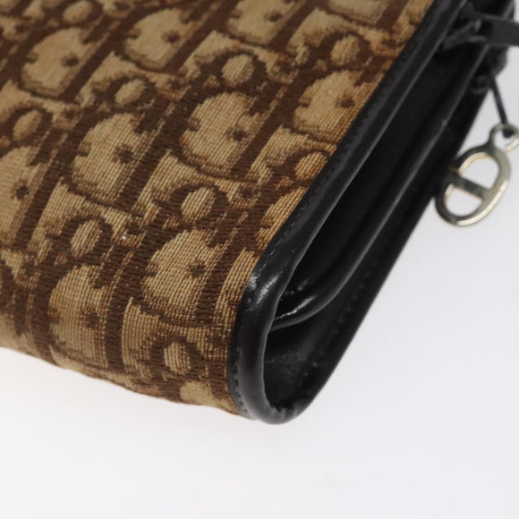 Christian Dior Trotter Canvas Shoulder Bag Brown Gold Auth 124989