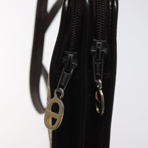 Christian Dior Trotter Canvas Shoulder Bag Brown Gold Auth 124989