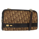 Christian Dior Trotter Canvas Shoulder Bag Brown Gold Auth 124989-1