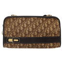 Christian Dior Trotter Canvas Shoulder Bag Brown Gold Auth 124989-13
